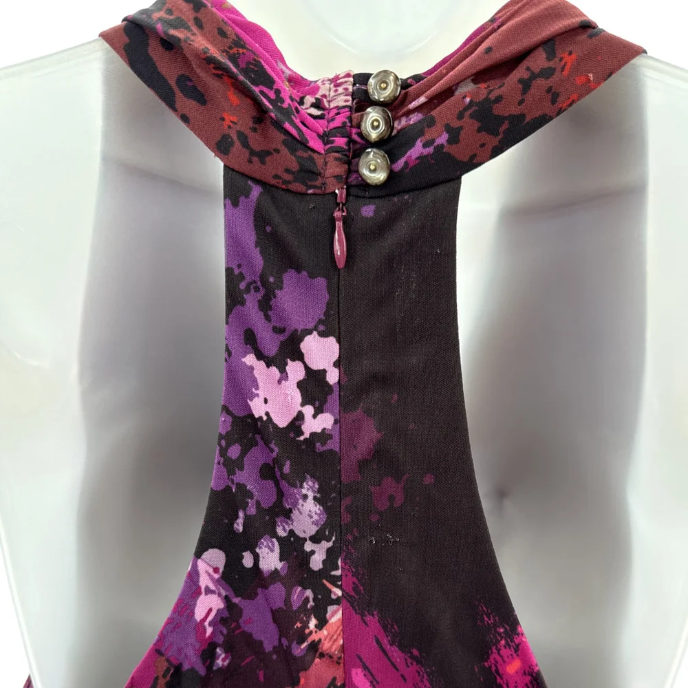 Trina Turk Halter Dress Size 4 Empire Waist Sheath Multicolor Abstract Print - Picture 8 of 12